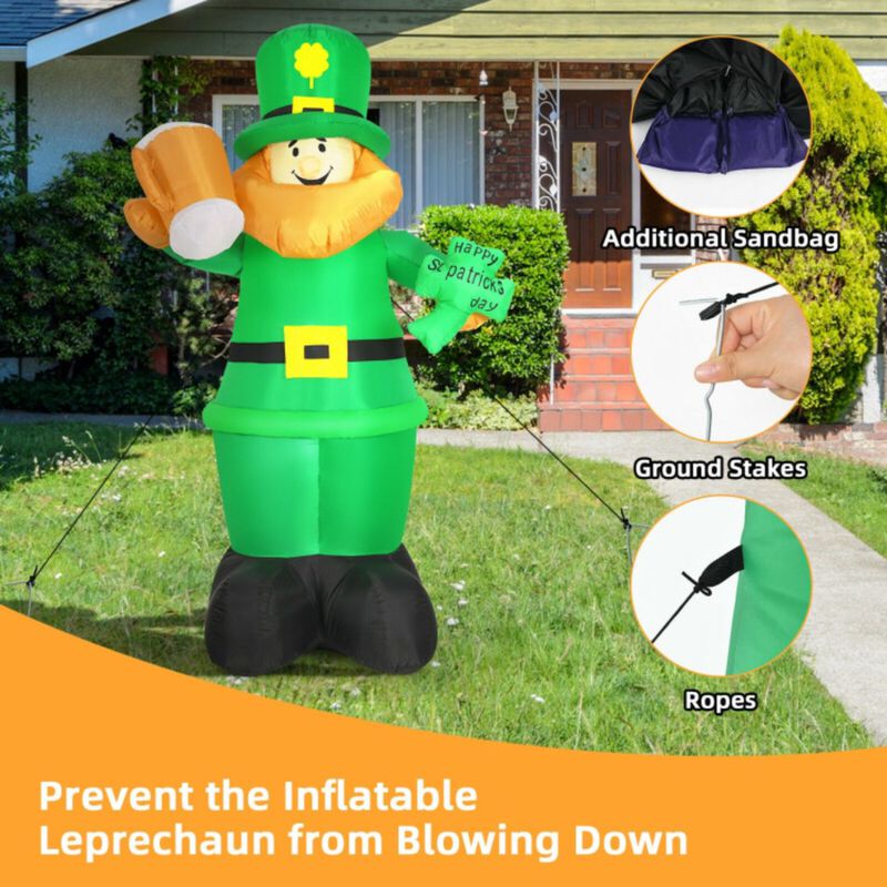 Patrick's Day Inflatable Leprechaun for for Yard and Lawn-8 ft