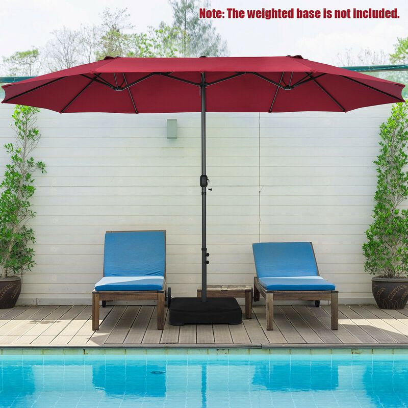 Extra-Wide Patio Umbrella &ndash; Dual Canopy with Crank Lift for Backyard or Garden