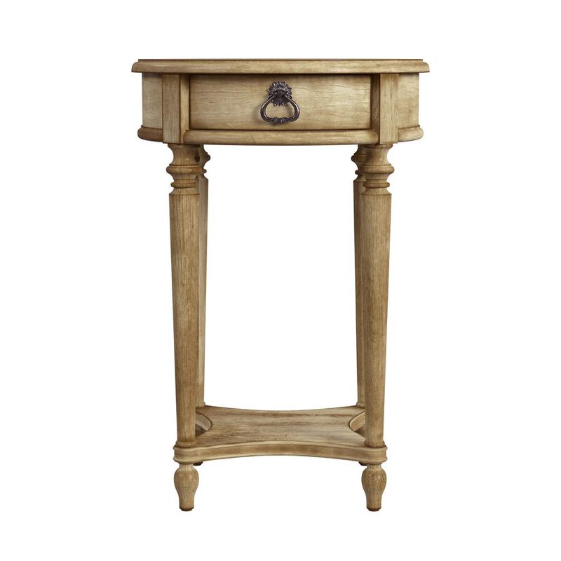 Butler Specialty Jules 1 Drawer Round End Table with Storage, Beige