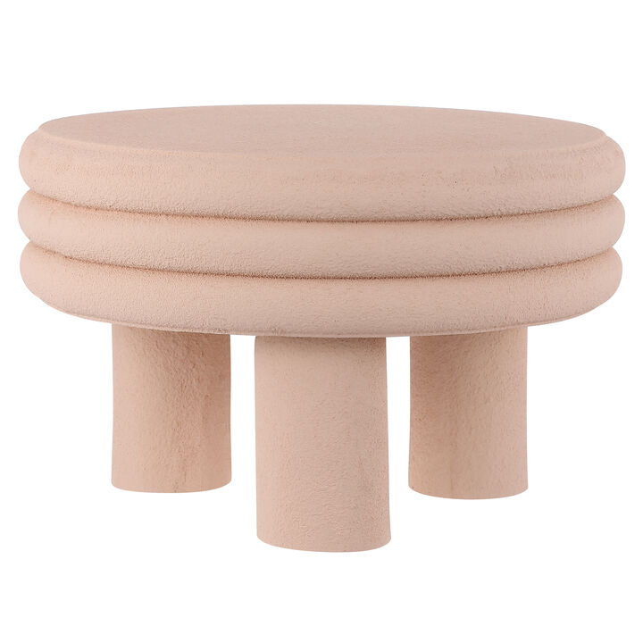 Rashida 13.5" Contemporary Minimalist Curvy Low Indoor/Outdoor Accent Table, Pink Frosted