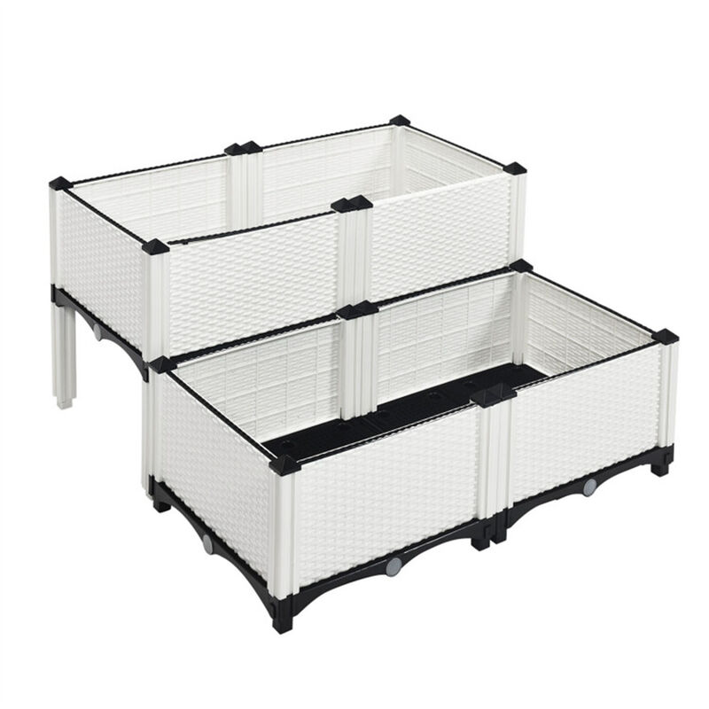 4PCS Raised Garden Bed, Elevated Planter Box Set for Outdoor Gardening