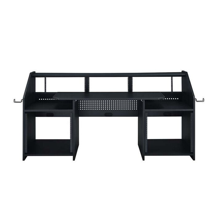 71 Inch Wood Music Studio Desk, Keyboard Tray, Monitor Top, Black