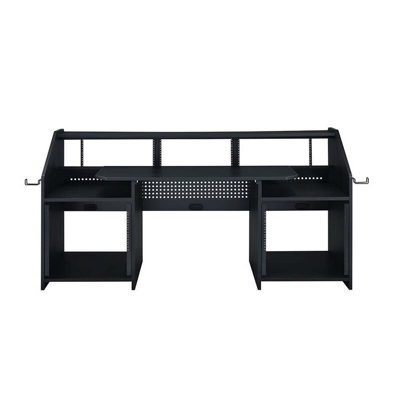 71 Inch Wood Music Studio Desk, Keyboard Tray, Monitor Top, Black