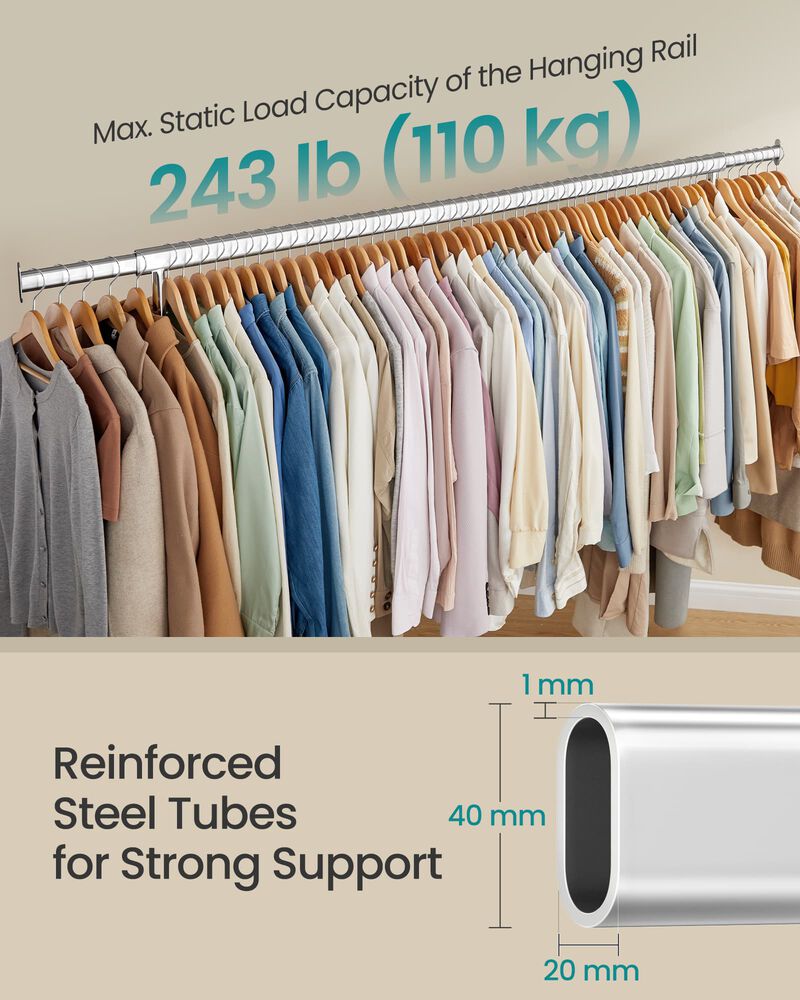 Heavy Duty Garment Rack Adjustable Rod for Clothes Organization image number 5