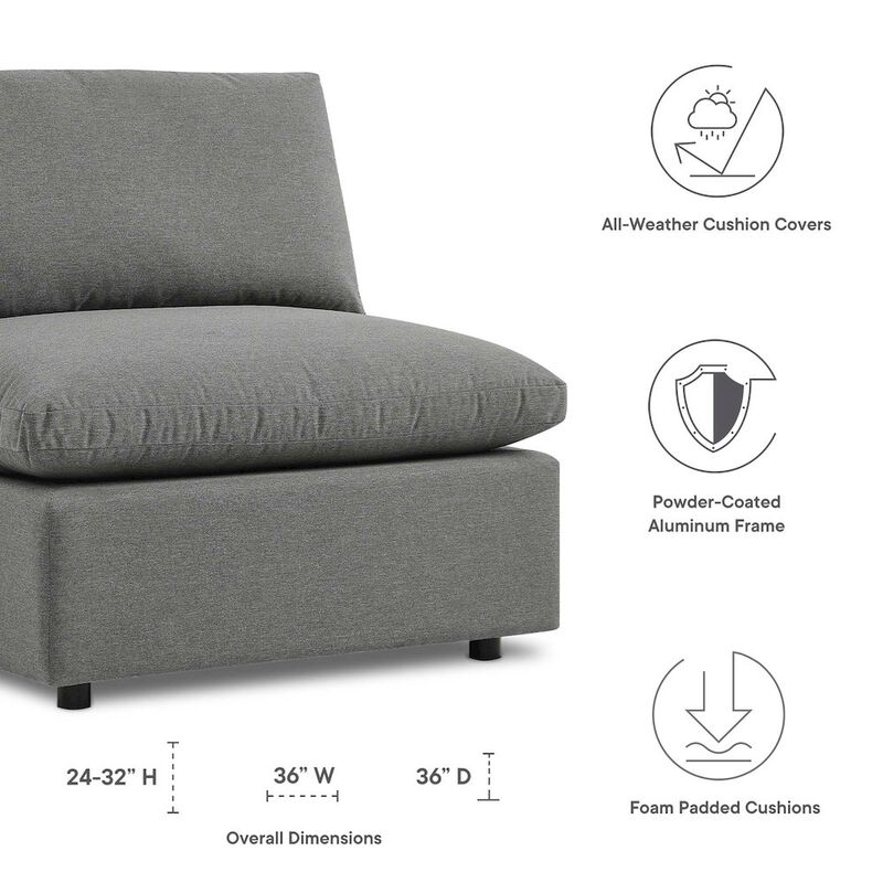 Commix Overstuffed Outdoor Patio Armless Chair image number 2