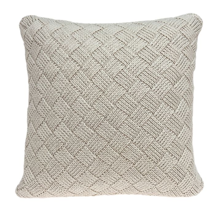 20" Beige Transitional Knitted Throw Pillow