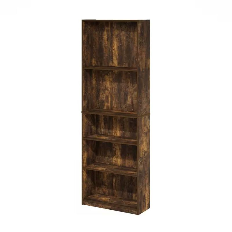Hivvago 71-inch Tall 5-Shelf Bookcase in Medium Brown Wood Finish