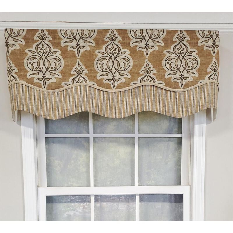 RLF Home Luxurious Modern Design Classic Jenna Glory Style Window Valance 50" x 16" Caramel
