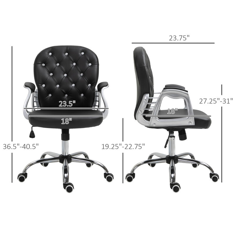 Hivvago PU Leather Office Chair with Tufted Back and Swivel Base image number 2