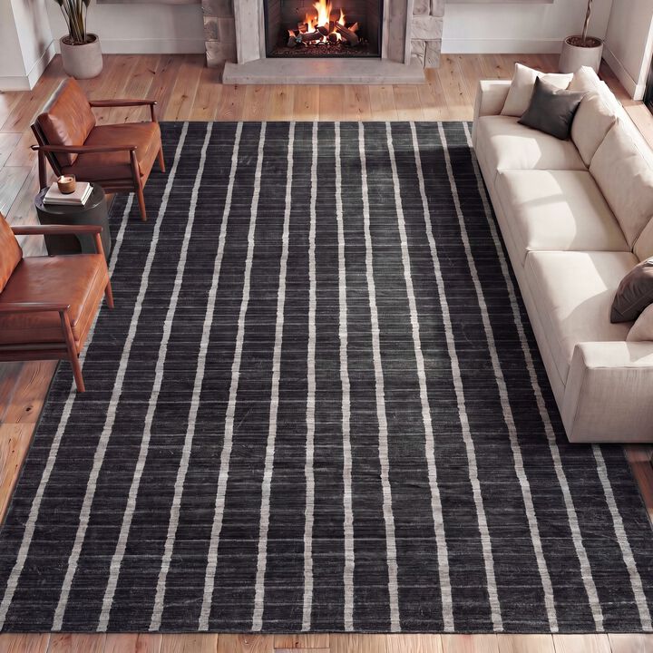 Orton Distressed Ticking Stripe Area Rug