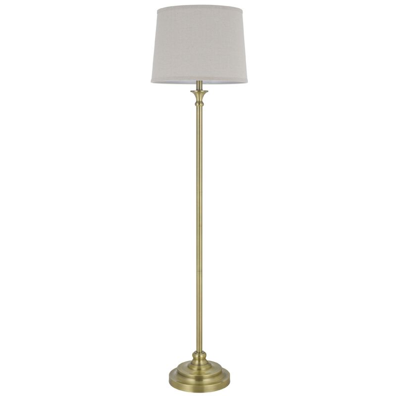 Floor Lamp with Light Gray Hardback Linen Shade, 61 Inch Antique Brass image number 4