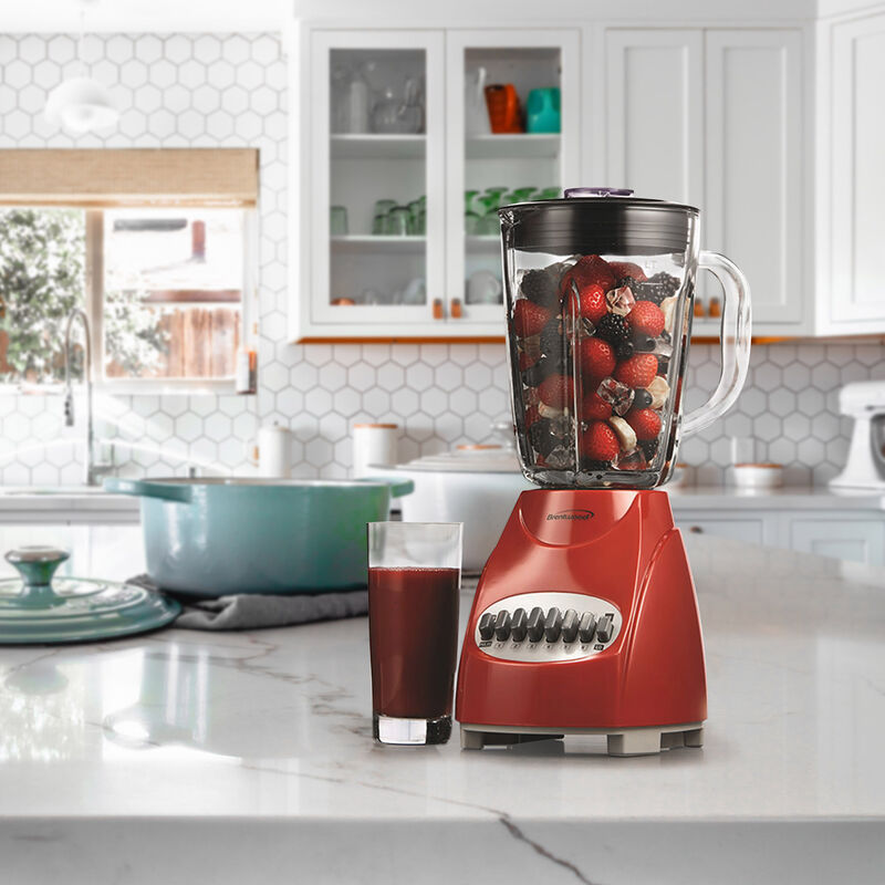 Brentwood 12 Speed Blender with Glass Jar in Red image number 5