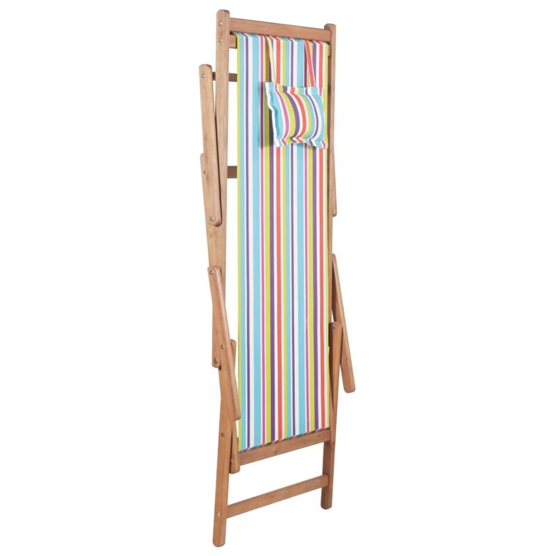 vidaXL Folding Beach Chair Fabric and Wooden Frame Multicolor