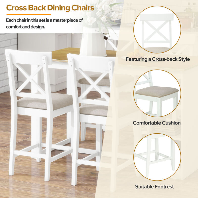 Merax Solid Wood Farmhouse Counter Height Dining Table Set