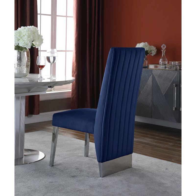 Meridian Furniture Porsha Navy Velvet Dining Chair, Set of 2