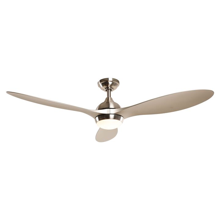 56 in. Integrated LED Brushed Nickel Downrod Mount Ceiling Fan with Light and Remote