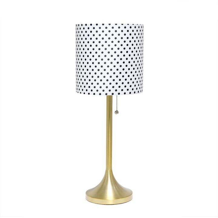 Simple Designs Home Decorative Gold Tapered Table Lamp with Fabric Drum Shade