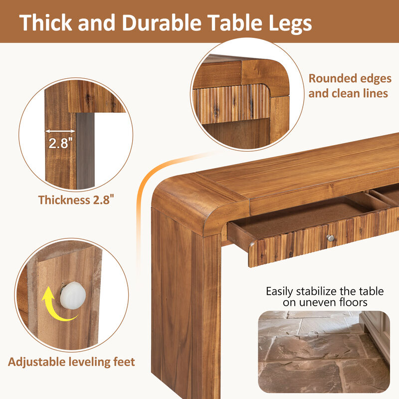 Merax Rustic Console Table with Fluted Drawer Front