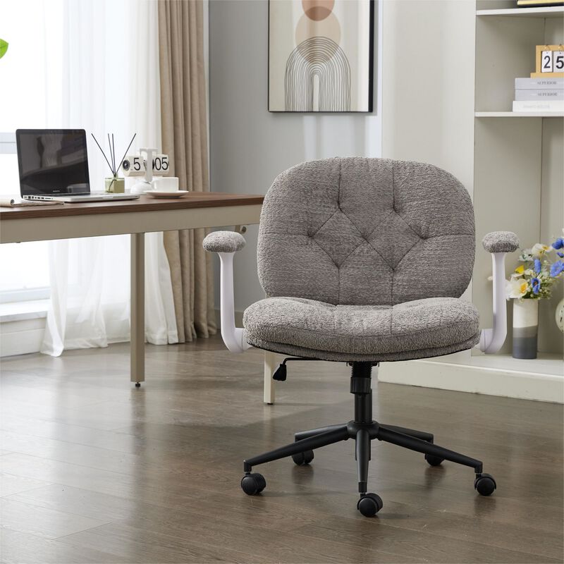 Cross Legged Chair with Flip-up Armrests, Comfy Swivel Chairs with Wide Seat image number 1