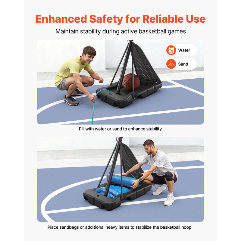 Portable Basketball Goal Stand with Height Adjustment and PC Backboard for Driveway & Backyard-Black image number 6