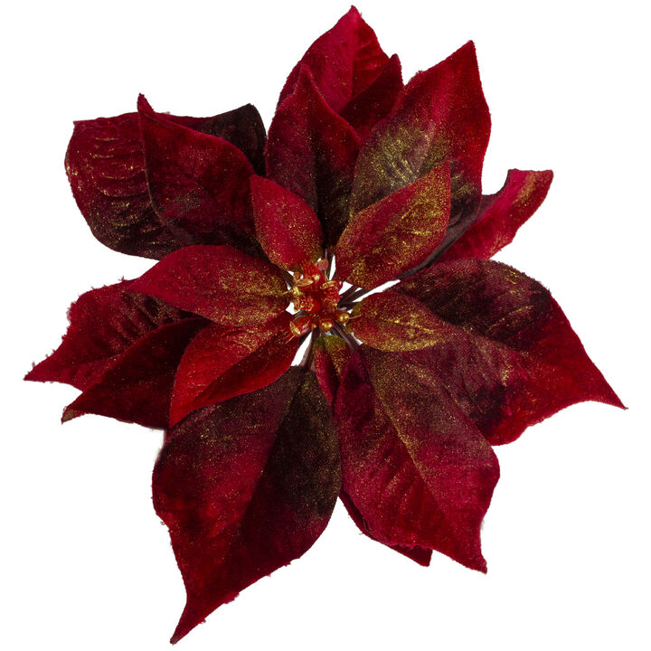 9-Inch Red Artificial Poinsettia Clip-On Christmas Ornament