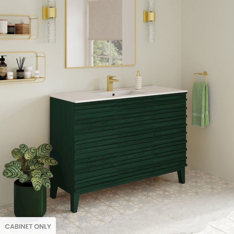 Cascade 48" Freestanding Bathroom Vanity Cabinet without Top in Green Oak image number 1