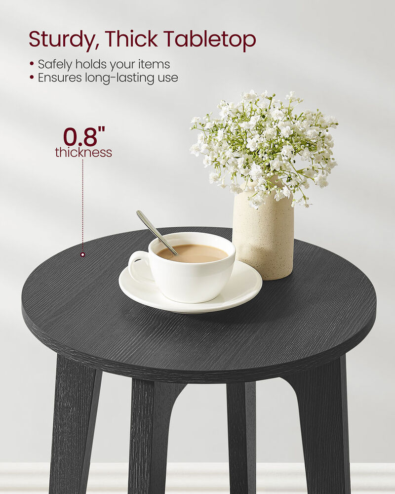 Minimalist Round End Table &ndash; Small Table with Lower Shelf for Sofa Side or Bedside Storage Needs