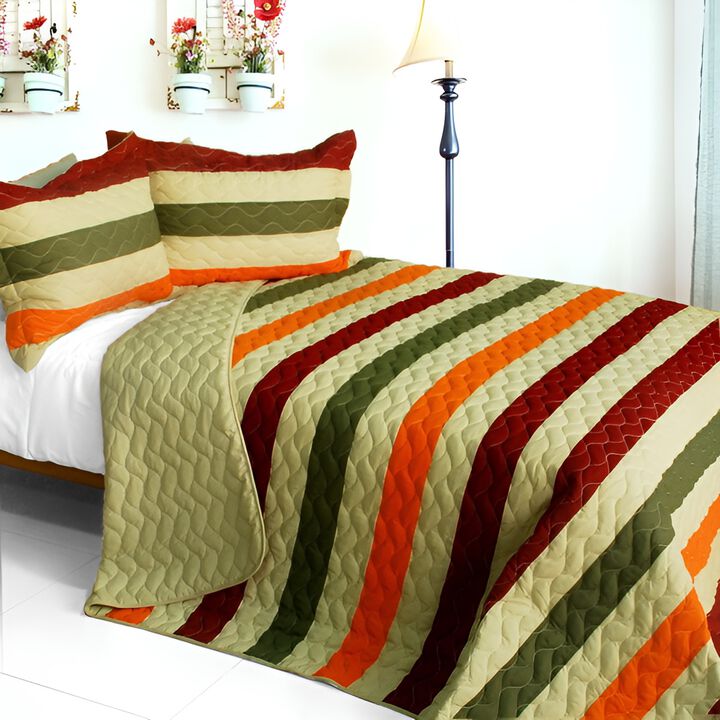 3-Piece Vermicelli Quilted Patchwork Quilt Set Soft Bedding
