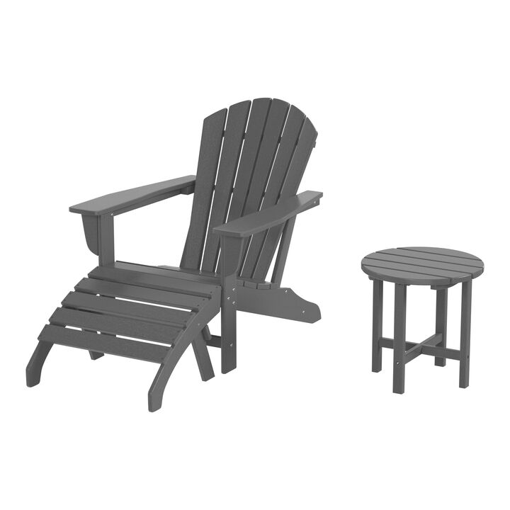 WestinTrends Outdoor Adirondack Chair With Ottoman And Side Table 3-Piece Set