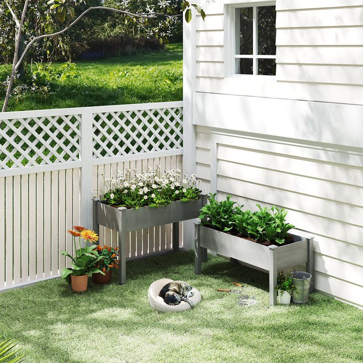 Hivvago Two-Tier Wooden Garden Bed Elevated Planter with Legs