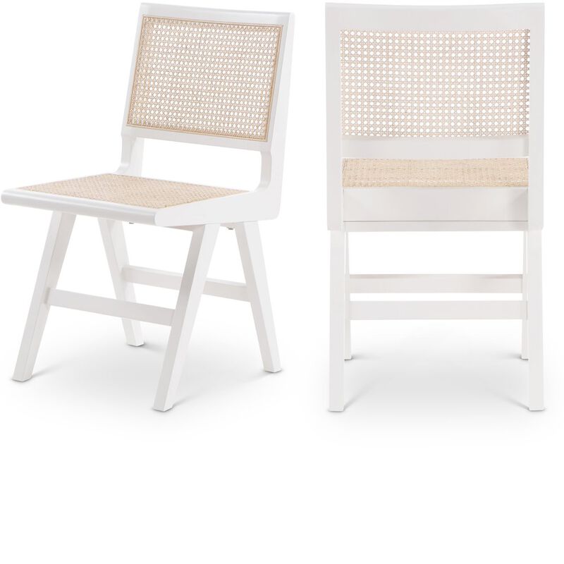 Meridian Furniture Preston White Wood Dining Side Chair, Set of 2