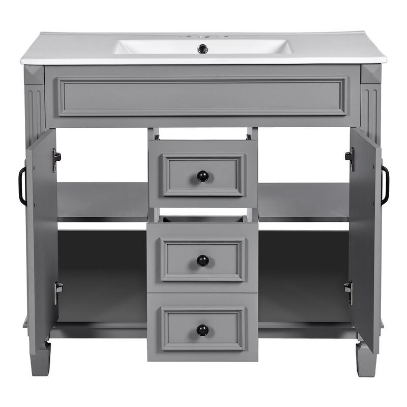 36 in. W Modern Bathroom Vanity with Sink and Top, 2 Soft-Close Doors and Storage Cabinet image number 5