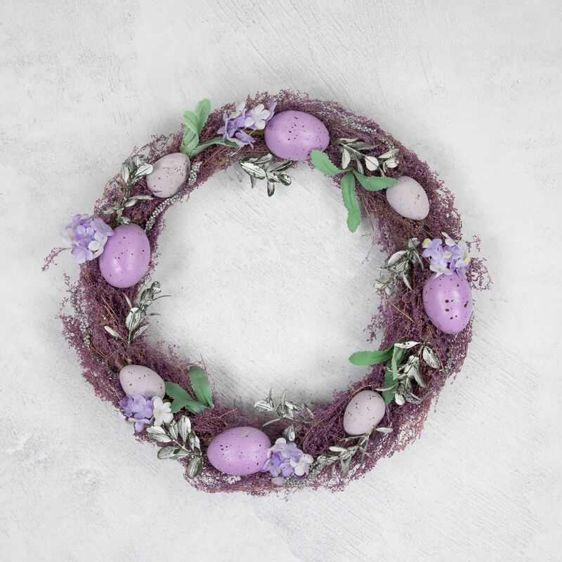 12" Lavender Speckled Egg Easter Twig Wreath