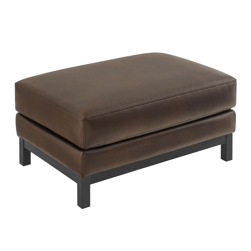 Modway Roscoe Vegan Leather Ottoman in Toast - Faux Leather Rectangular Footstool for Living Room, Bedroom, or Lounge Seating image number 4