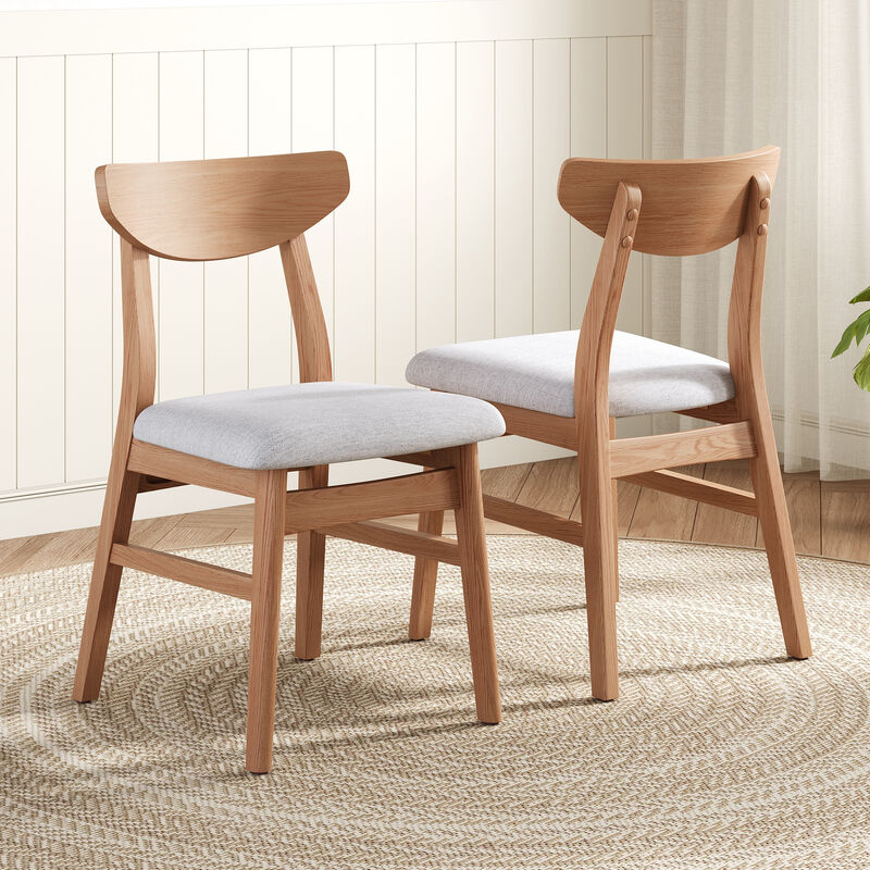 Whisen 2-Piece 19.8inch Upholstered Dining Chairs, Solid Rubber Wood Mid-Century Modern for Living Room Kitchen image number 1