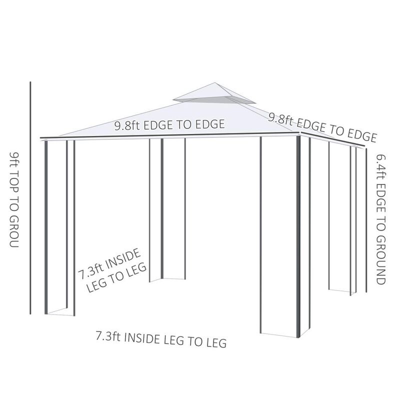 Hivvago 10x10 Patio Gazebo with Double Roof & Netting image number 2