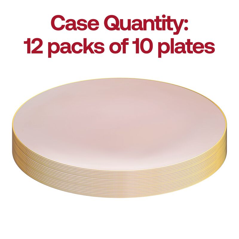 7.5" Pink with Gold Rim Organic Round Plastic Salad Plates (120 Plates) image number 3