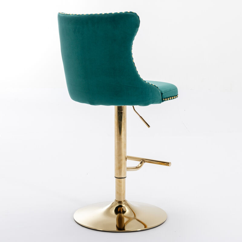 Streamdale Adjustable Swivel Velvet Bar Stools Set of 2 image number 6