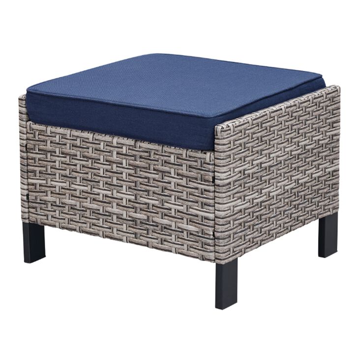 Outdoor 2-Piece Woven Rattan Footstool Set &mdash; Patio Rattan Footstools