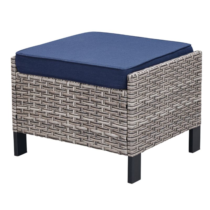 Outdoor 2-Piece Woven Rattan Footstool Set &mdash; Patio Rattan Footstools image number 0