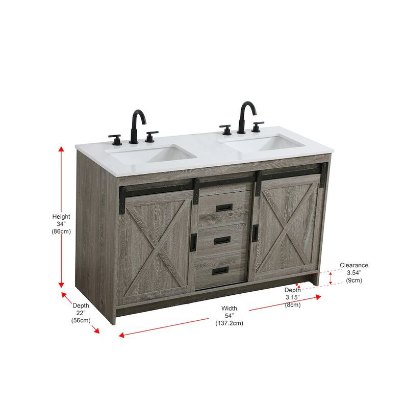 Elegant Kitchen and Bath Austin 54 Inch Double Bathroom Vanity In Rustic Grey