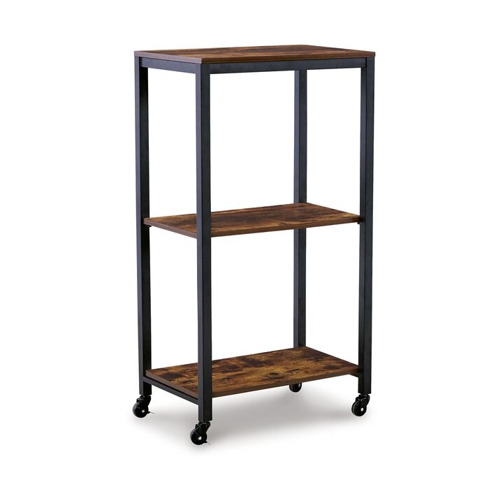 Serving Bar Cart, 2 Storage Shelves, 24 Inch Black Metal - Benzara
