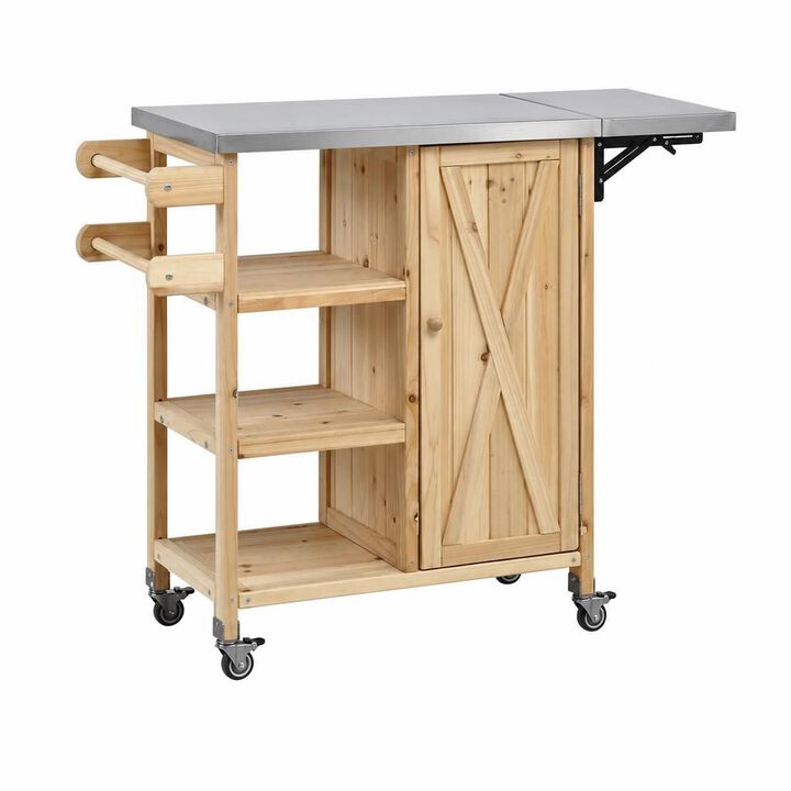 ELEMENT ACE Portable Foldable Outdoor Prep Kitchen Island Cart With Lockable Wheels, Storage Cabinet and Towel Rack For Patio Garden Cooking Areas