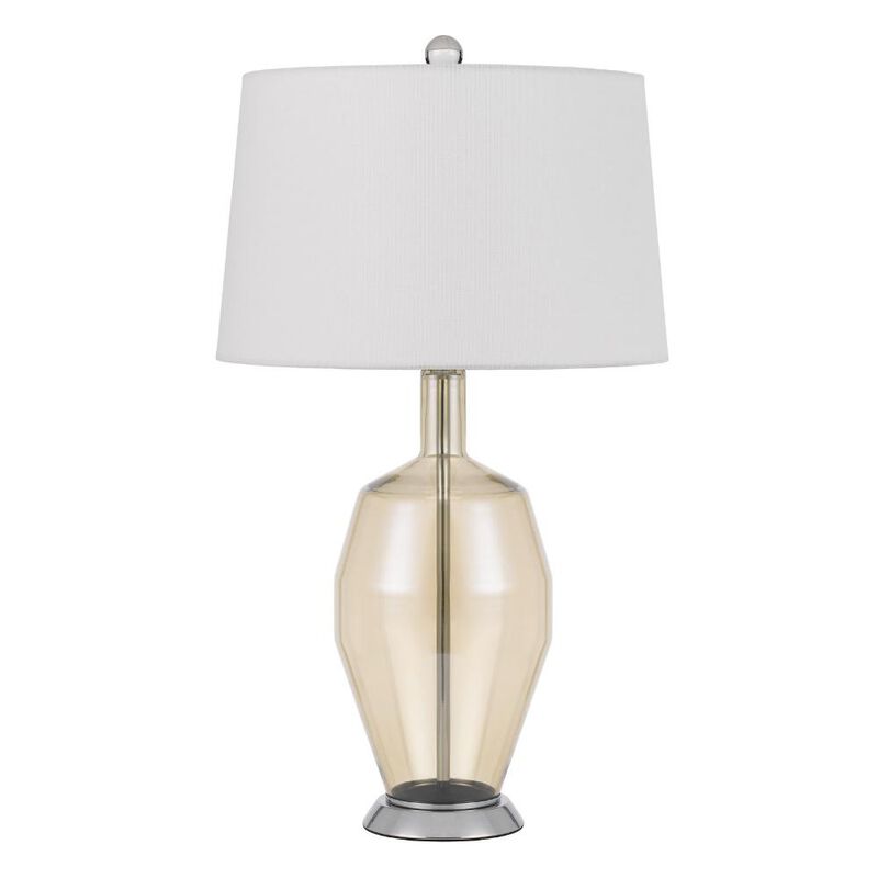 Hivvago 29" Nickel Metal Round Table Lamp With White Drum Shade