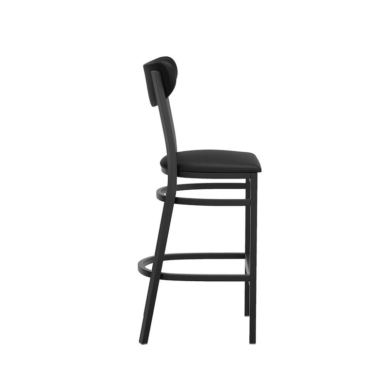 Flash Furniture Barstool, Black Steel Frame, Black Vinyl Boomerang Back, and Black Vinyl Seat image number 4