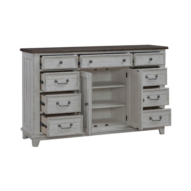 Liberty Furniture River Place 2 Door 9 Drawer Bedroom Dresser Cottage - Riverstone White & Tobacco image number 6