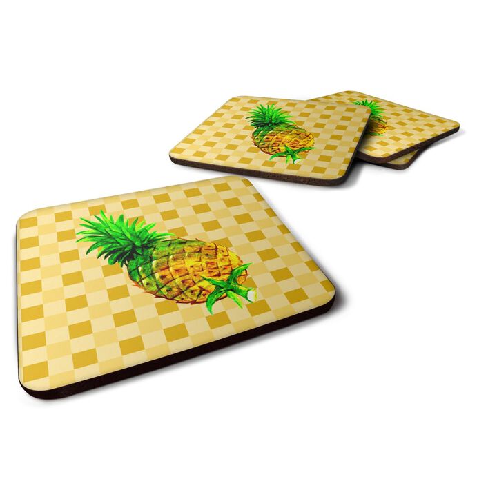 Caroline's Treasures Whole Pineapple on Basketweave Decorative coasters, 3.5, Multicolor