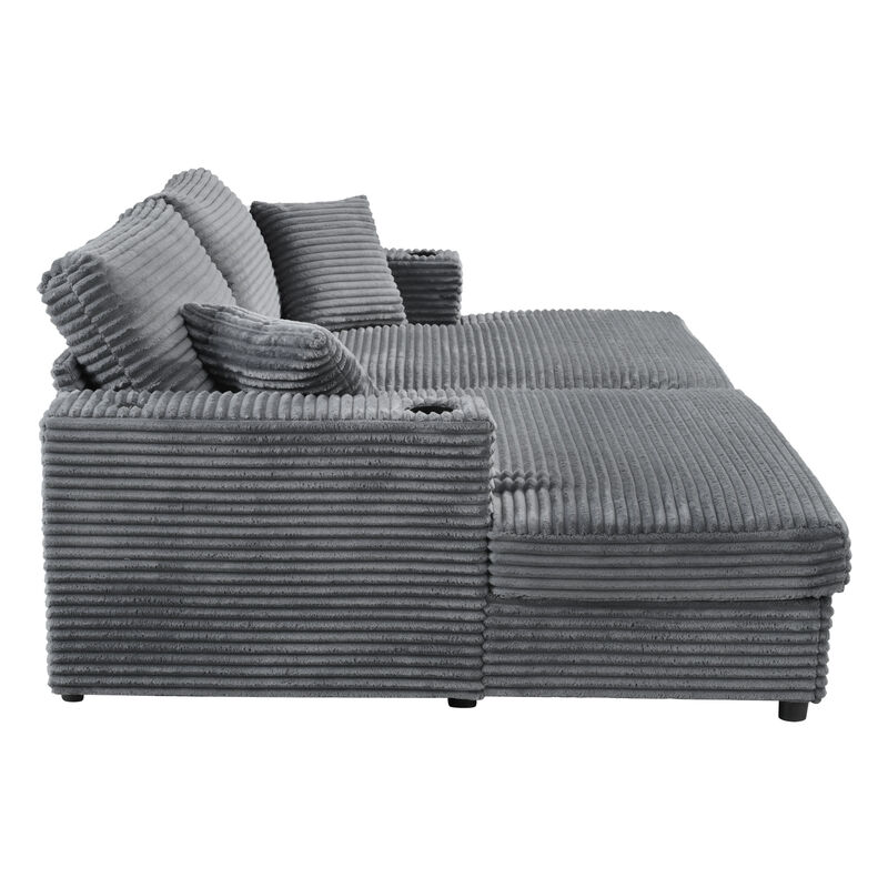 Merax Oversized Loveseat Chaise Lounge Sectional Sofa