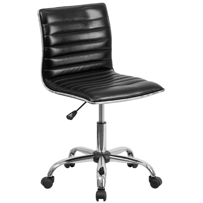 Alan Low Back Designer Armless Ribbed Swivel Task Office Chair image number 0