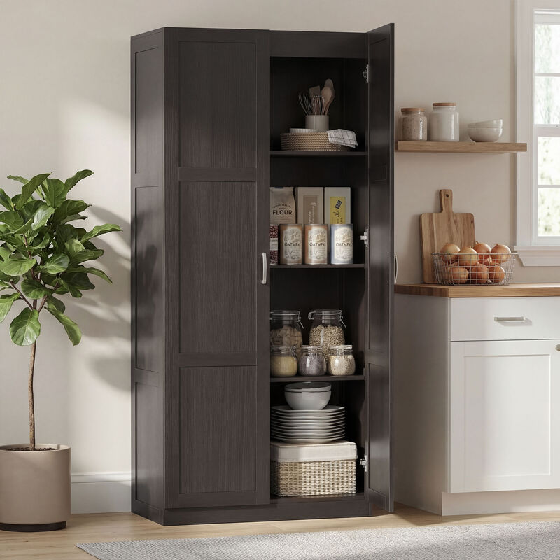 Hivvago Tall Kitchen Pantry Storage Cabinet with Soft-Close Hinges image number 1